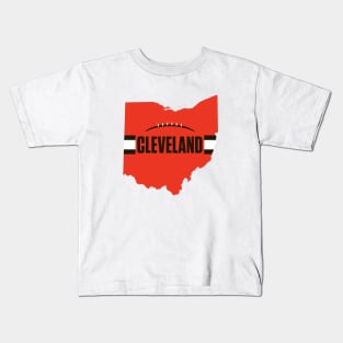 Cleveland Football Ohio Outline Orange Kids T-Shirt